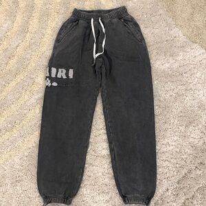 Amiri Distressed Logo Patch Washed Black Cuffed Sweatpants Men’s size Large